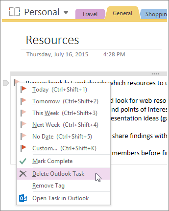 Onenote to do list template